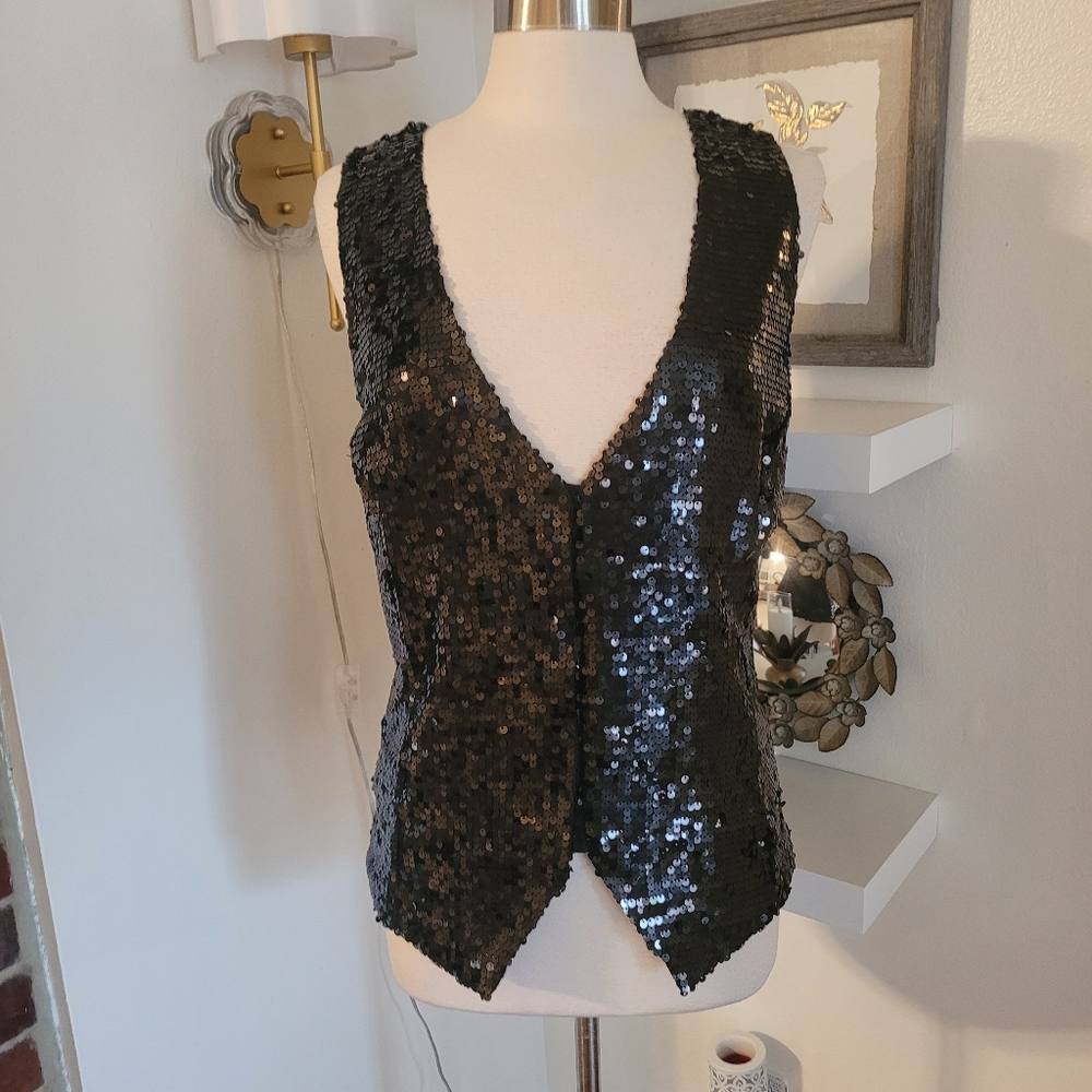 Lane Bryant Black Sequin Vest 22/24